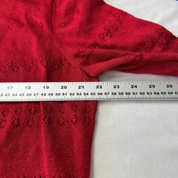 Alfred Dunner Women's Vintage 3/4 Sleeve Faux Wrap Top Metallic Red Size Large - Picture 10 of 13